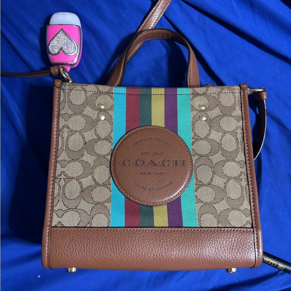 Coach Signature Tote with Colorful Stripes